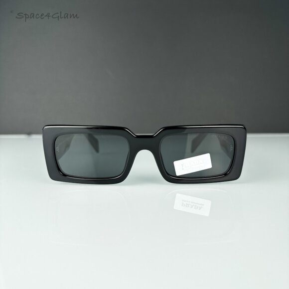 BRAND NEW Prada PRA07S 1AB5S0 Black Grey Cat Eye Rectangle Sunglasses PR A07S - Picture 2 of 6